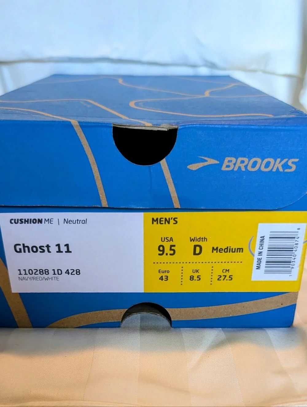 NEW Brooks Ghost 11 Men's 9.5 D Running Shoes Navy Red White w/ Box